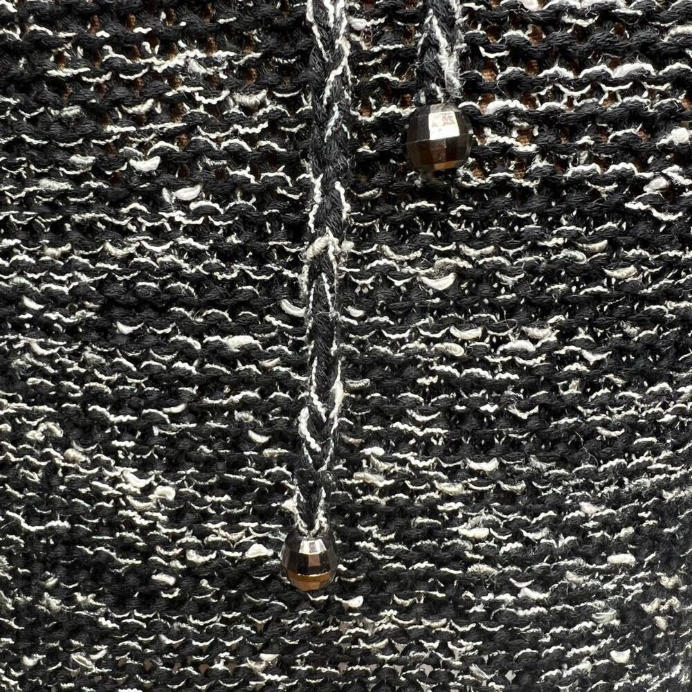 BCBGMaxazria Black Gray Beaded Loose Knit Beachy Sweater Dress, Women’s Medium - Picture 5 of 10